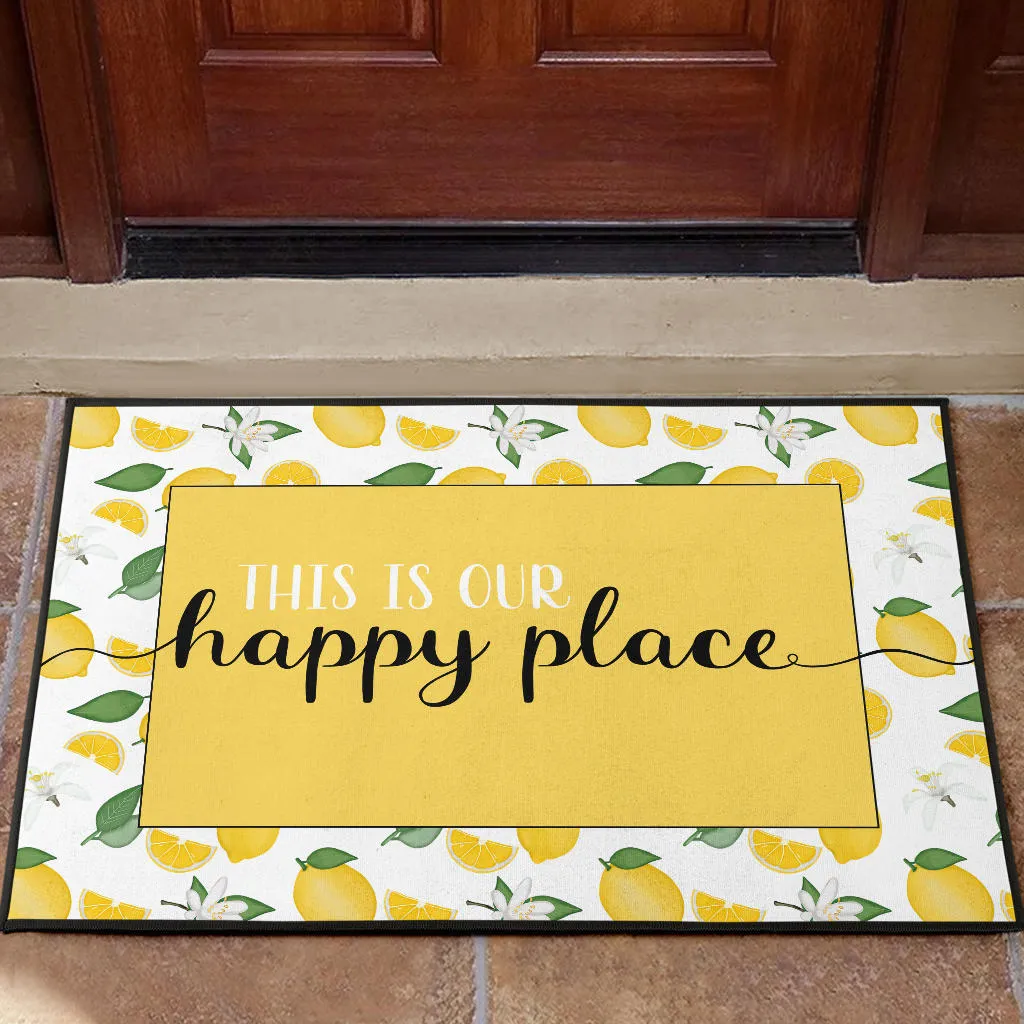This Is Our Happy Place Lemon Pattern Welcome Mats
