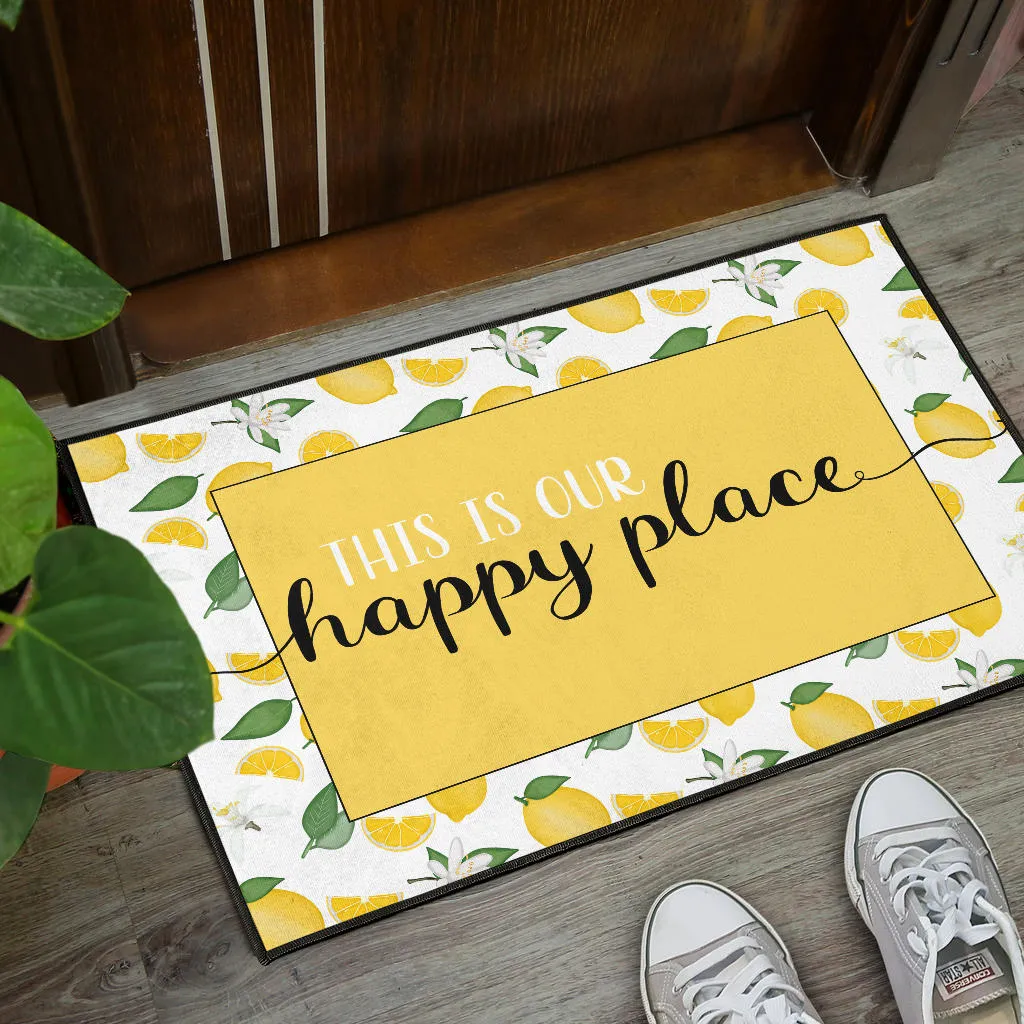 This Is Our Happy Place Lemon Pattern Welcome Mats