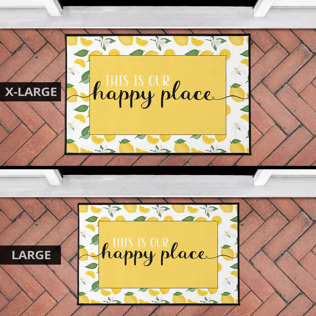 This Is Our Happy Place Lemon Pattern Welcome Mats