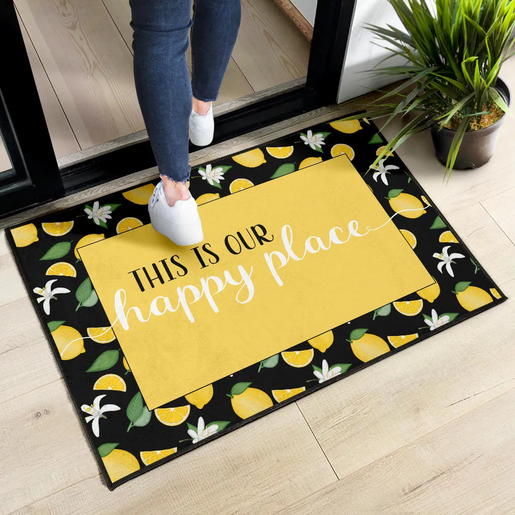 This Is Our Happy Place Lemon Pattern Welcome Mats