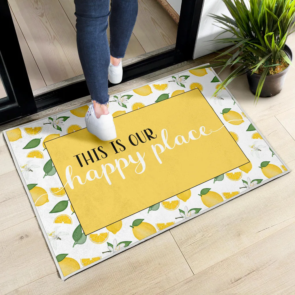 This Is Our Happy Place Lemon Pattern Welcome Mats