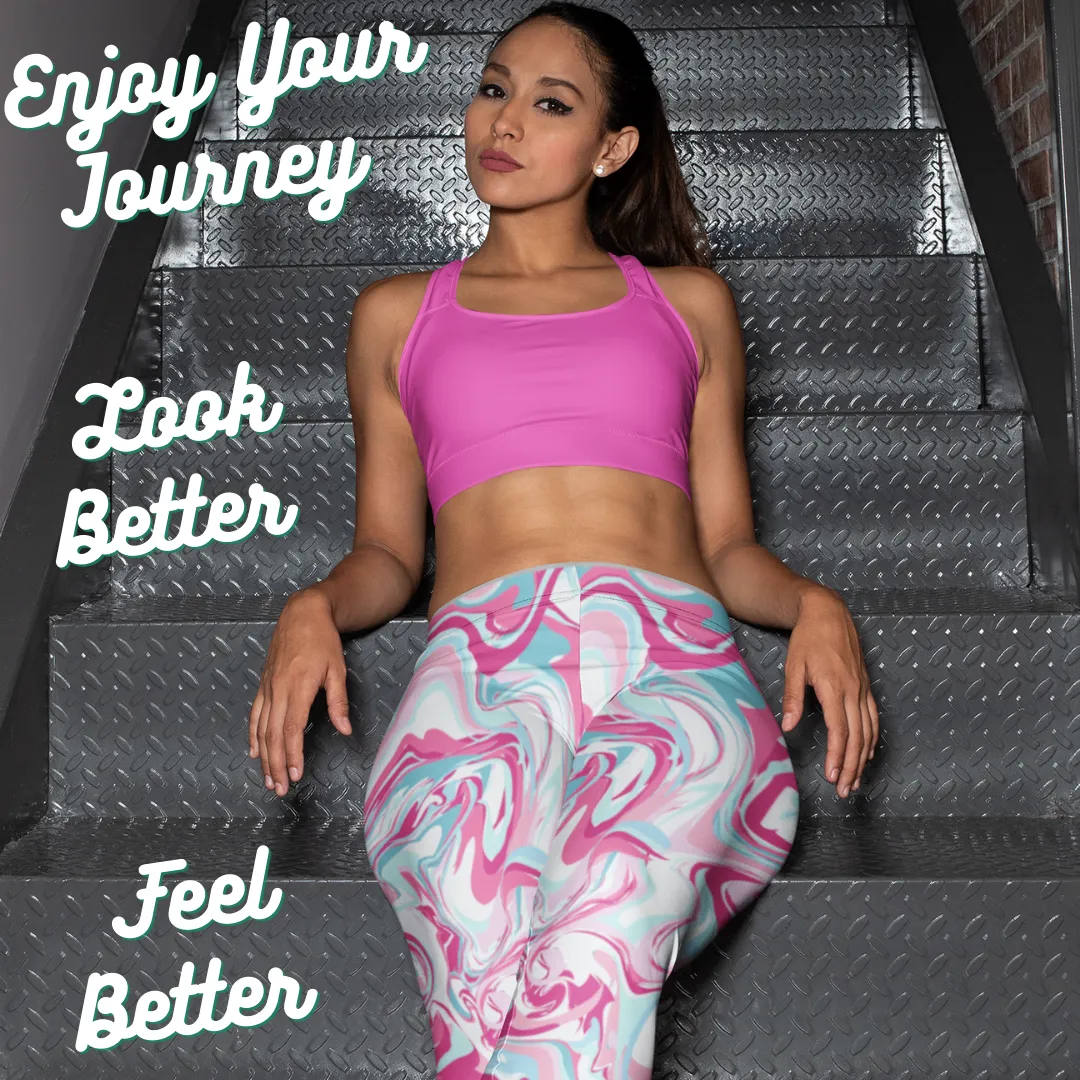 Tie Dye Leggings Outfit with Pink, Blue, and White Colors