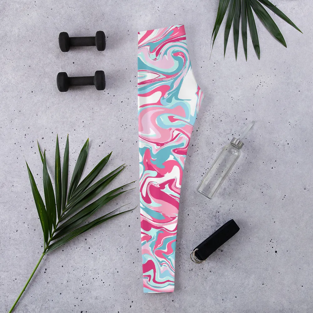 Tie Dye Leggings Outfit with Pink, Blue, and White Colors