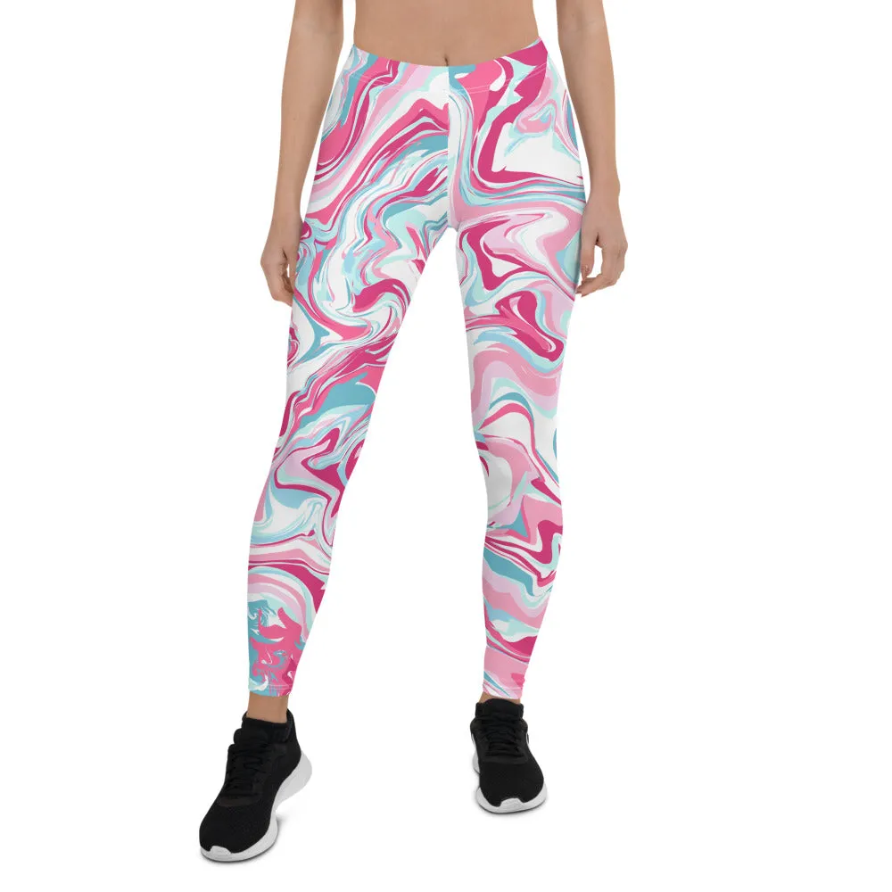 Tie Dye Leggings Outfit with Pink, Blue, and White Colors