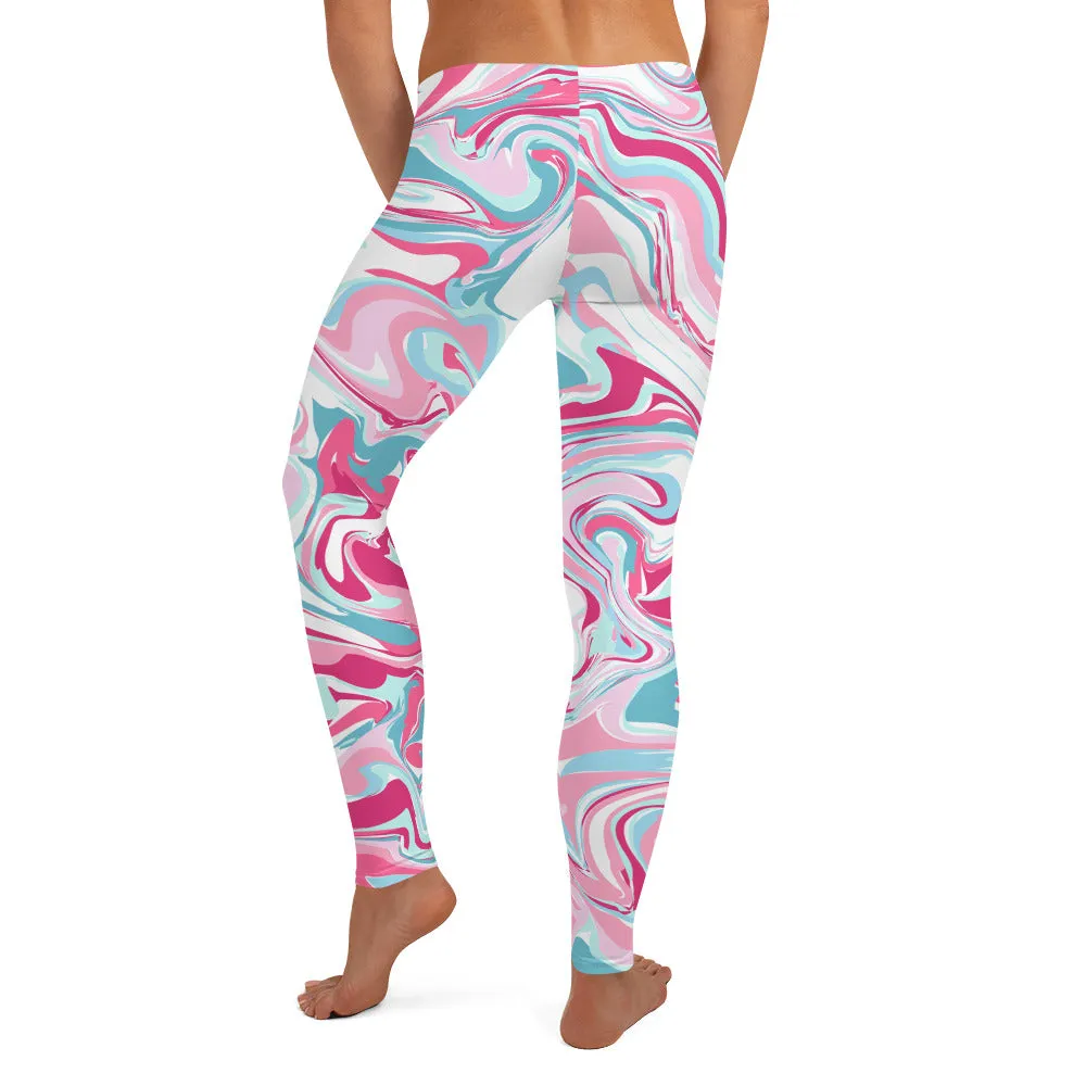 Tie Dye Leggings Outfit with Pink, Blue, and White Colors