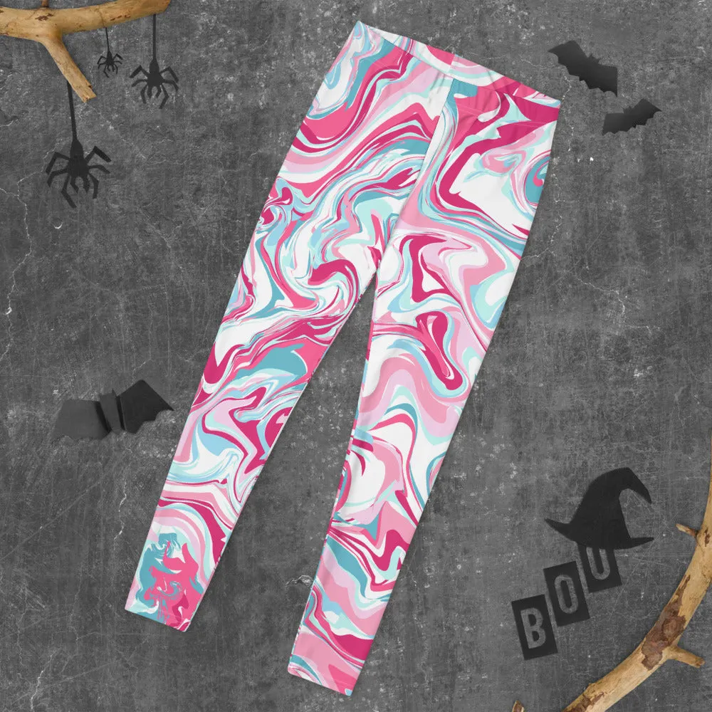 Tie Dye Leggings Outfit with Pink, Blue, and White Colors