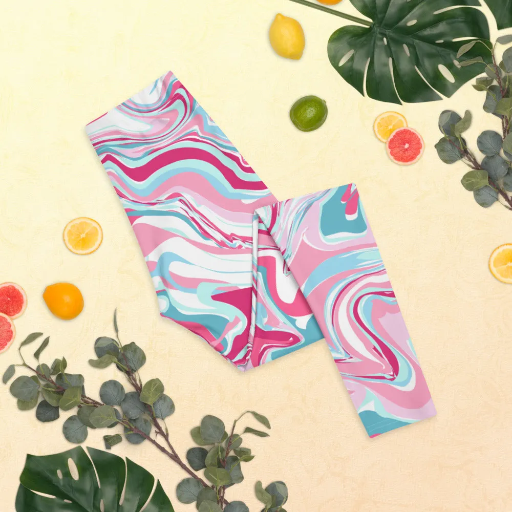 Tie Dye Leggings Outfit with Pink, Blue, and White Colors