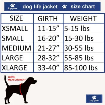Top Paw Dog Life Jacket, Reflective Adjustable Flotation Device For Water Safety
