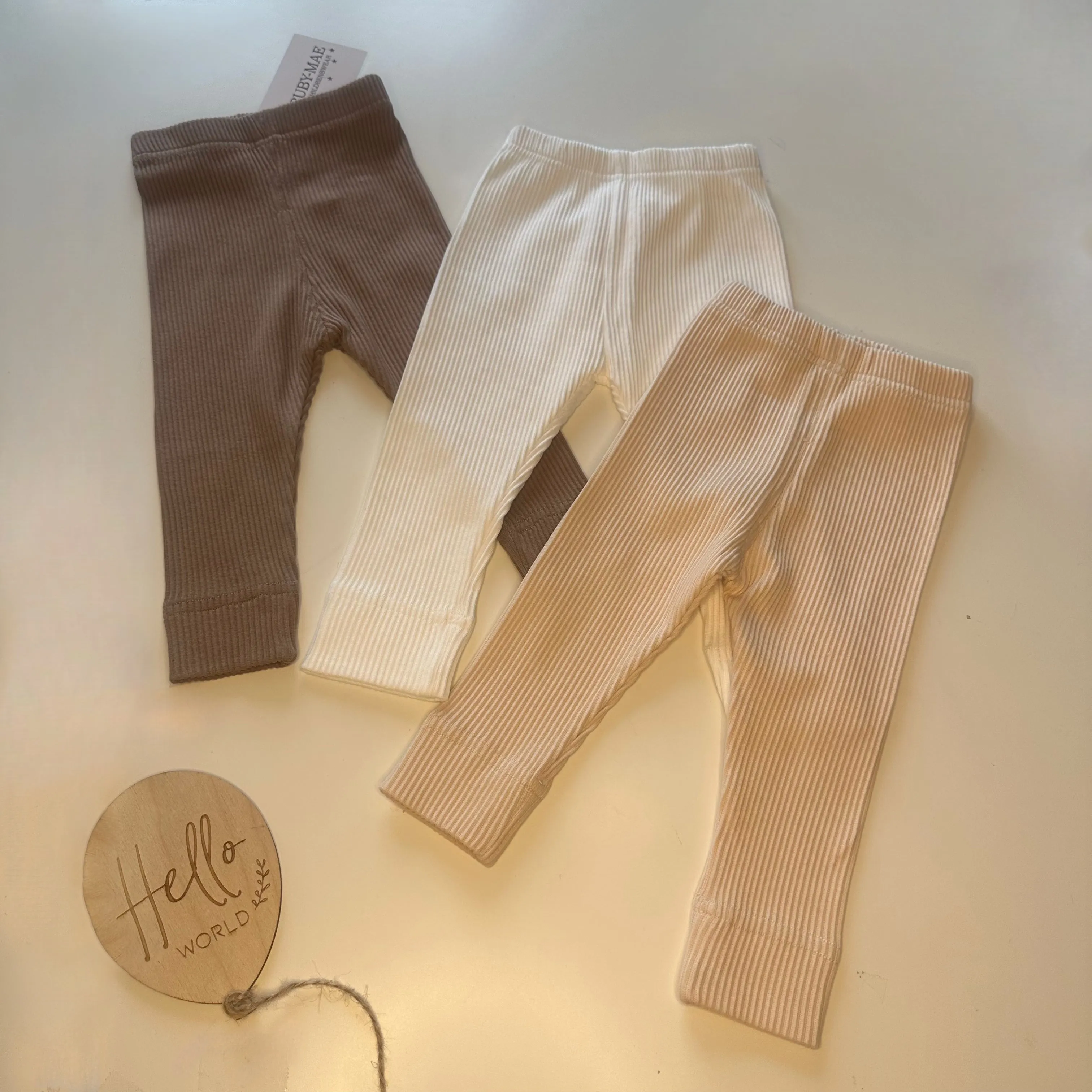 UNISEX Beige Ribbed Leggings