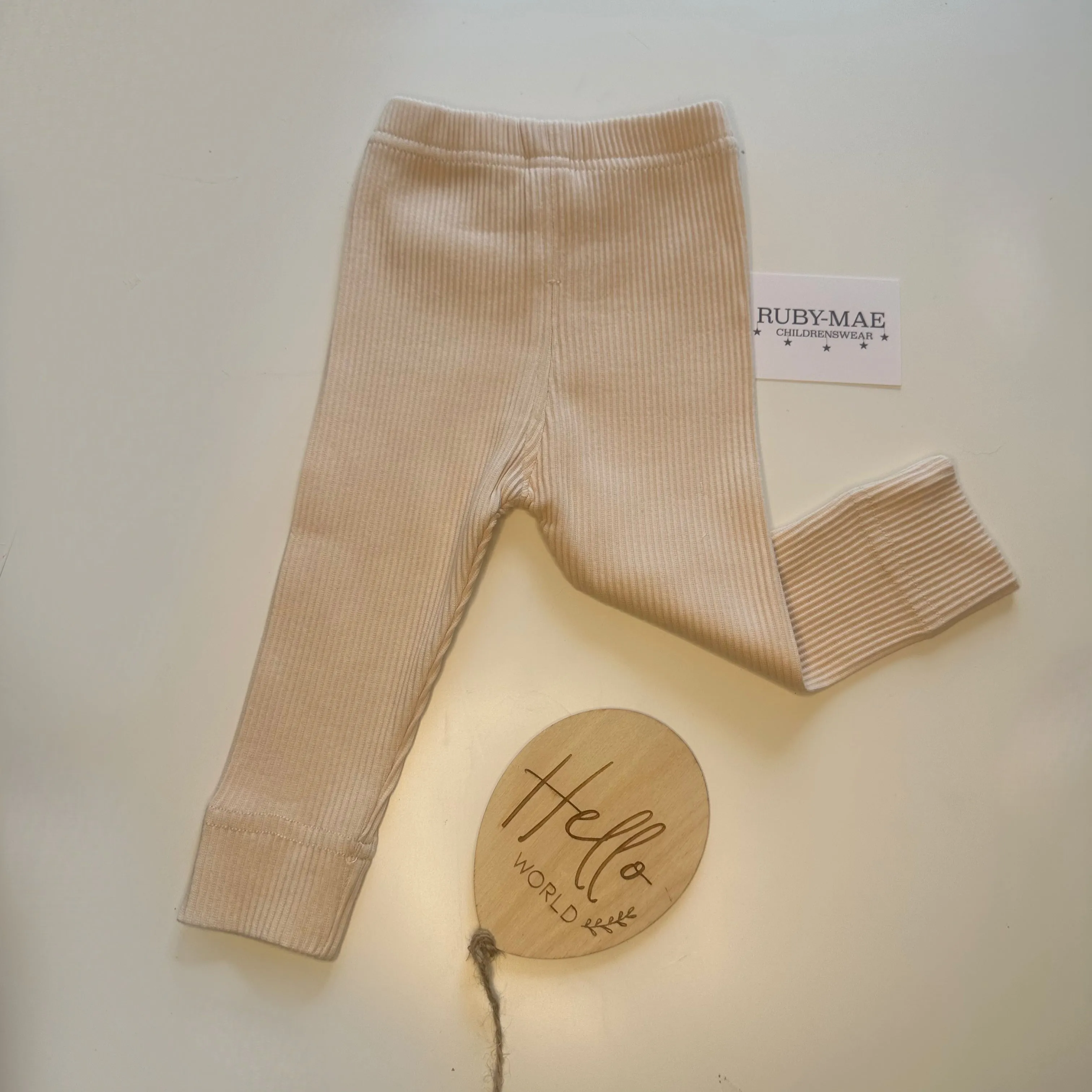 UNISEX Beige Ribbed Leggings