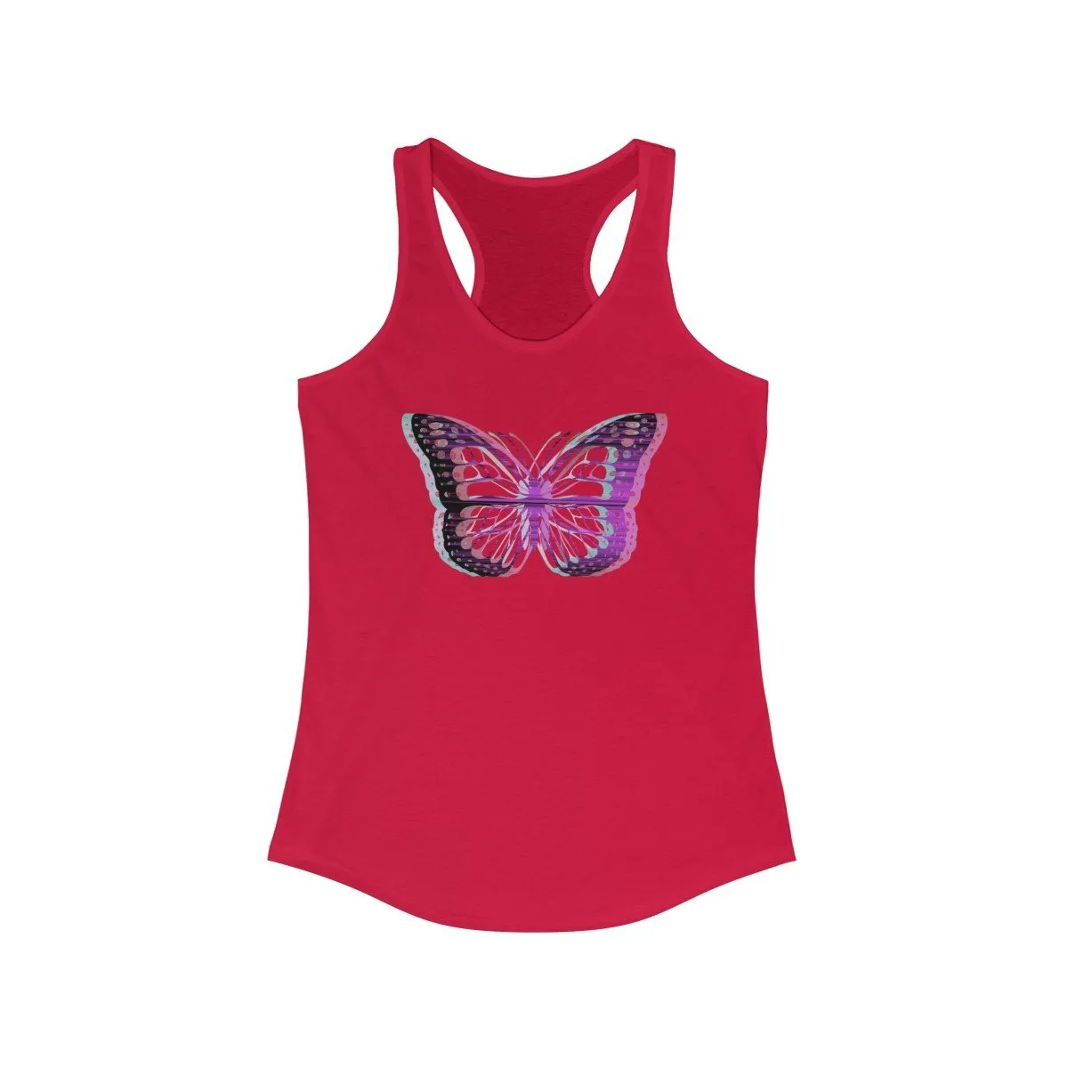 UV Glitchy Butterfly Racerback Tank Top - Transparent