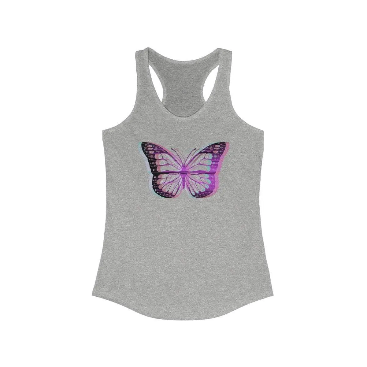 UV Glitchy Butterfly Racerback Tank Top - Transparent