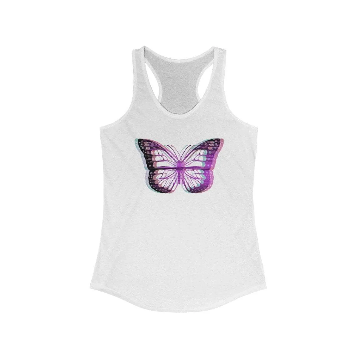 UV Glitchy Butterfly Racerback Tank Top - Transparent