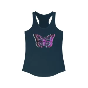 UV Glitchy Butterfly Racerback Tank Top - Transparent