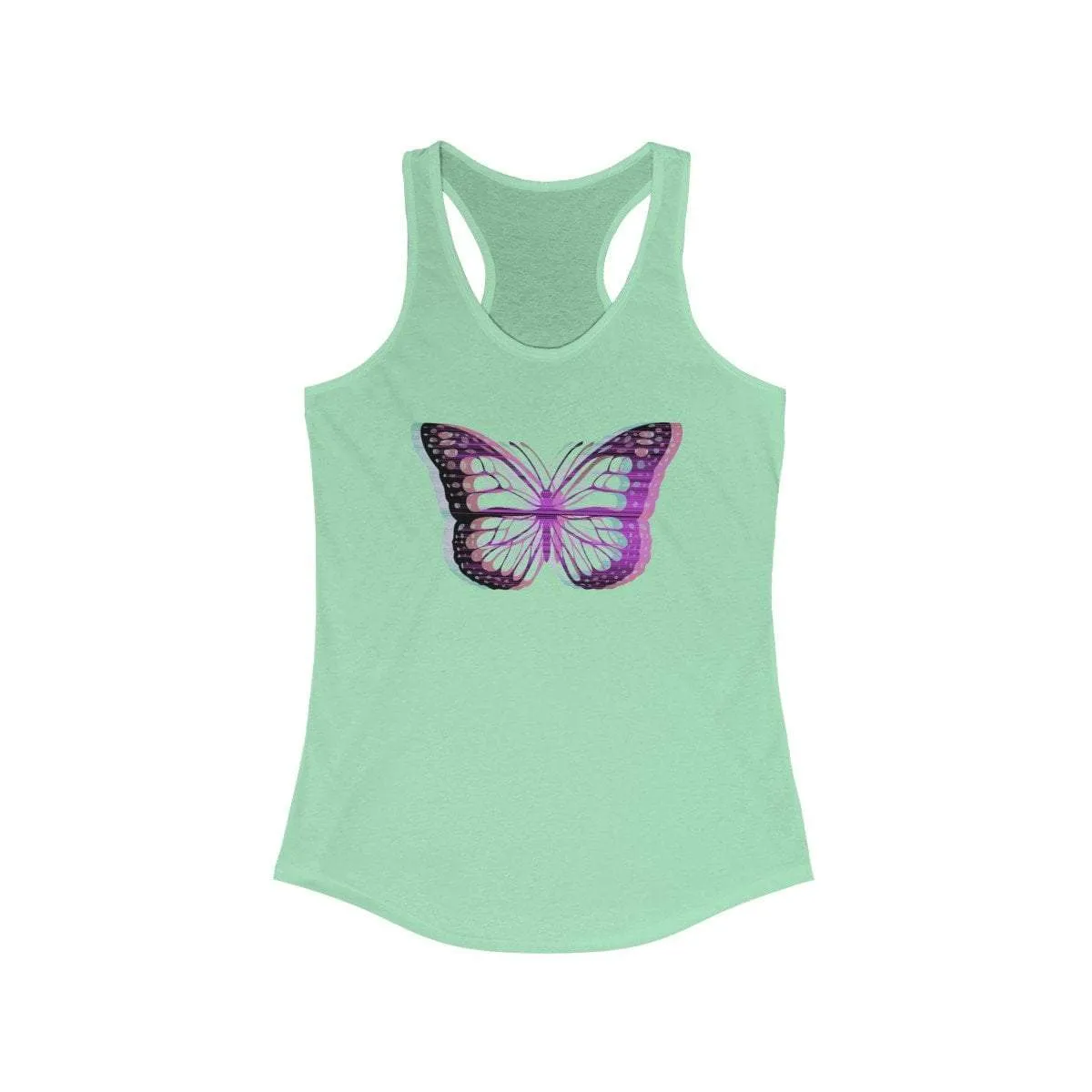 UV Glitchy Butterfly Racerback Tank Top - Transparent