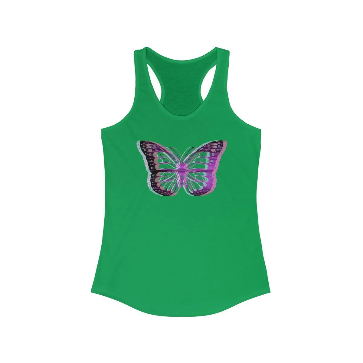 UV Glitchy Butterfly Racerback Tank Top - Transparent
