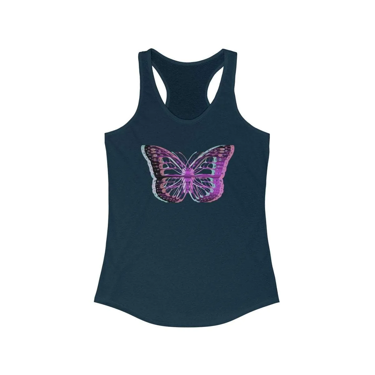 UV Glitchy Butterfly Racerback Tank Top - Transparent