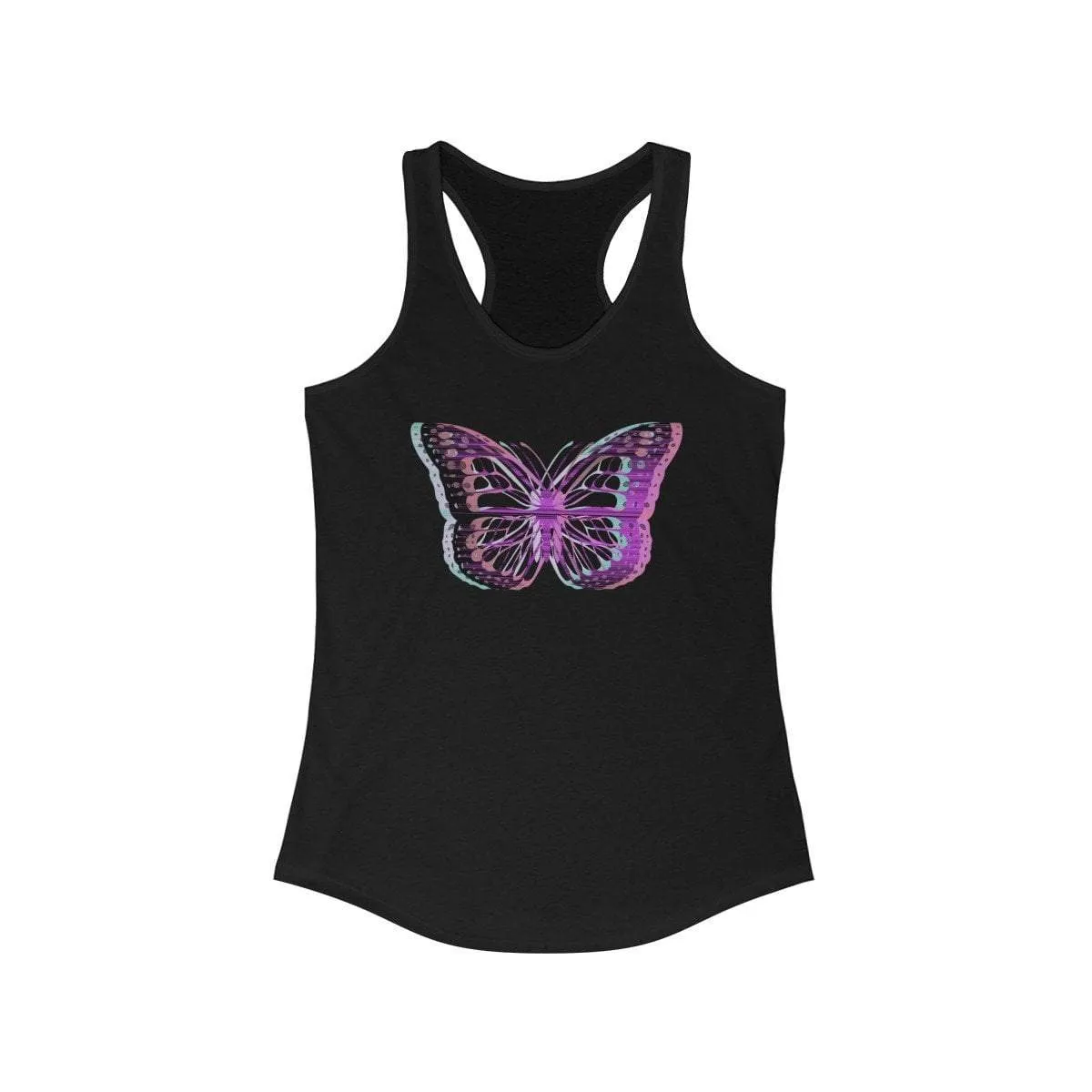 UV Glitchy Butterfly Racerback Tank Top - Transparent
