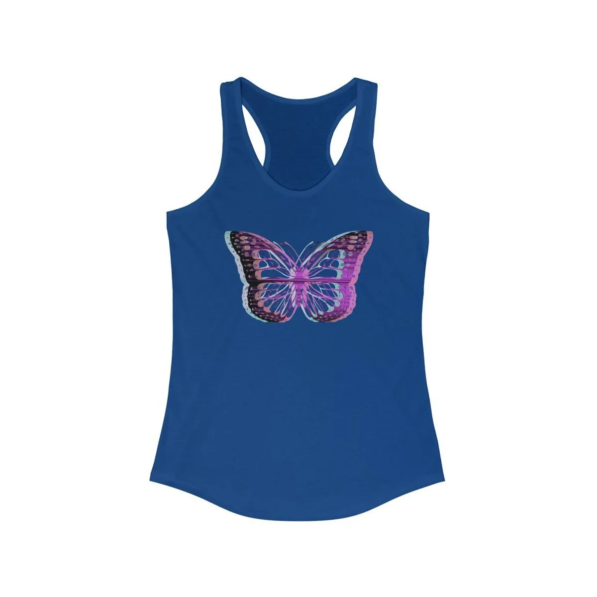 UV Glitchy Butterfly Racerback Tank Top - Transparent