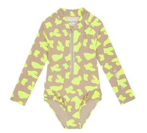 UV Protector Swimsuit | Lemon Brush Stroke
