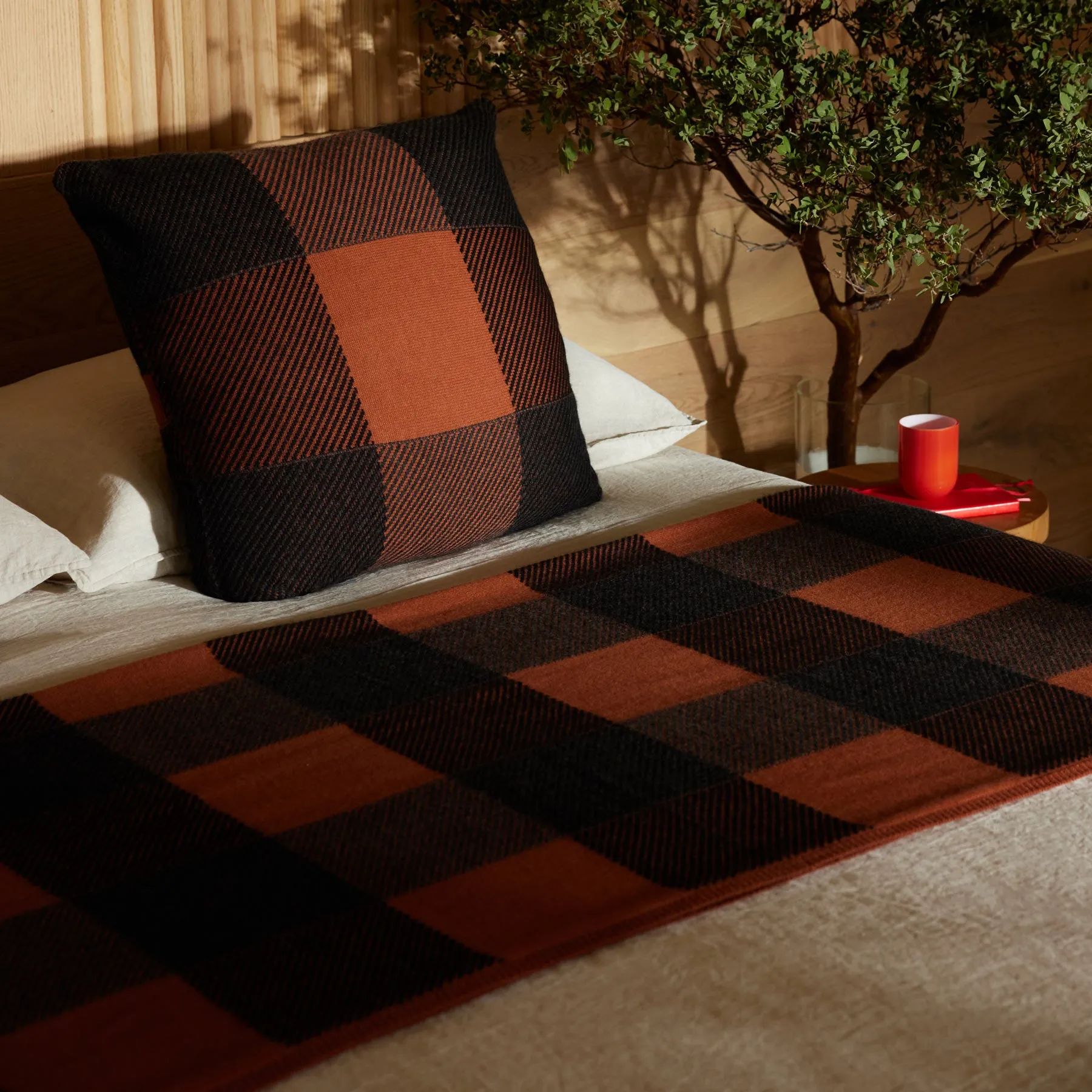 Vintage Plaid Sham - Burnt Orange/ Charcoal/ Black