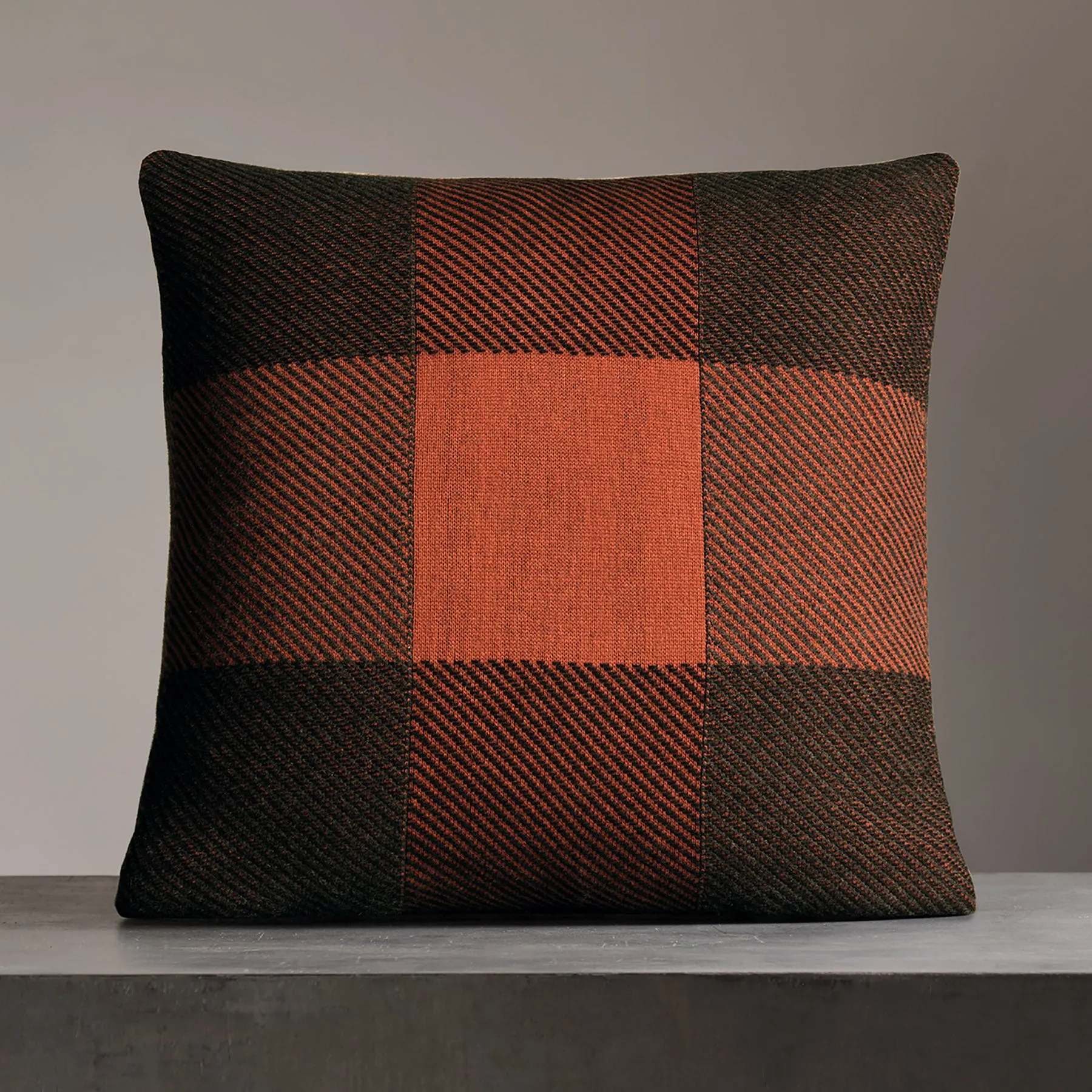 Vintage Plaid Sham - Burnt Orange/ Charcoal/ Black