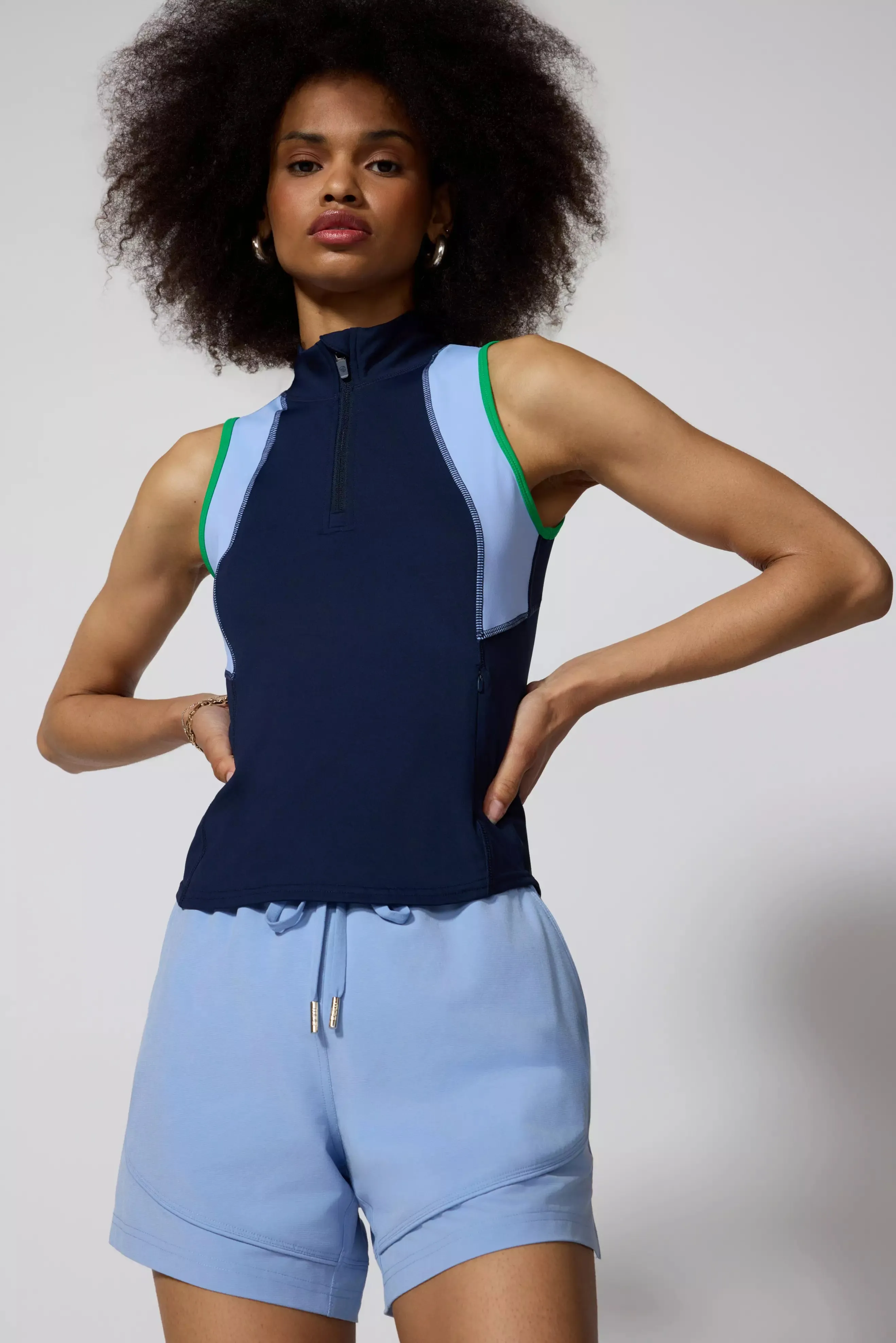 Vital 1/4 Zip Tank - Deep Navy/Hydrangea/Fern