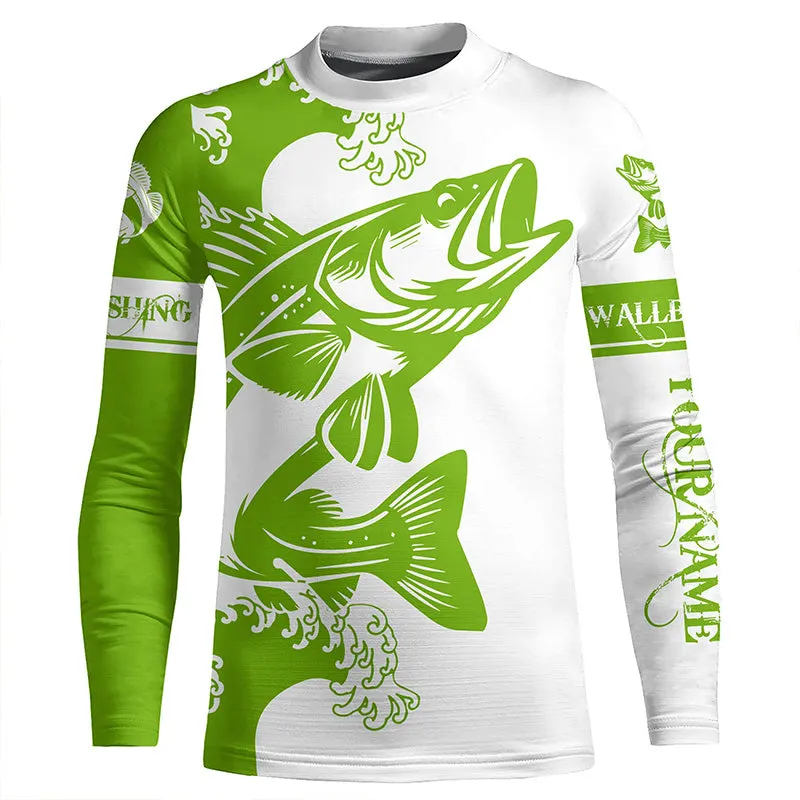 Walleye fishing tattoo green Custom name Walleye fishing shirts jerseys | Kid Long Sleeves NPQ899