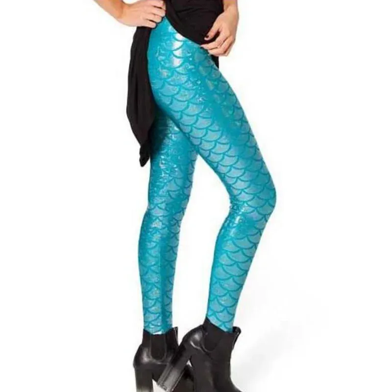 Women's Mermaid Leggings Fish Scale Print Push Up Stretch Shiny Leggings Streetwear Pants