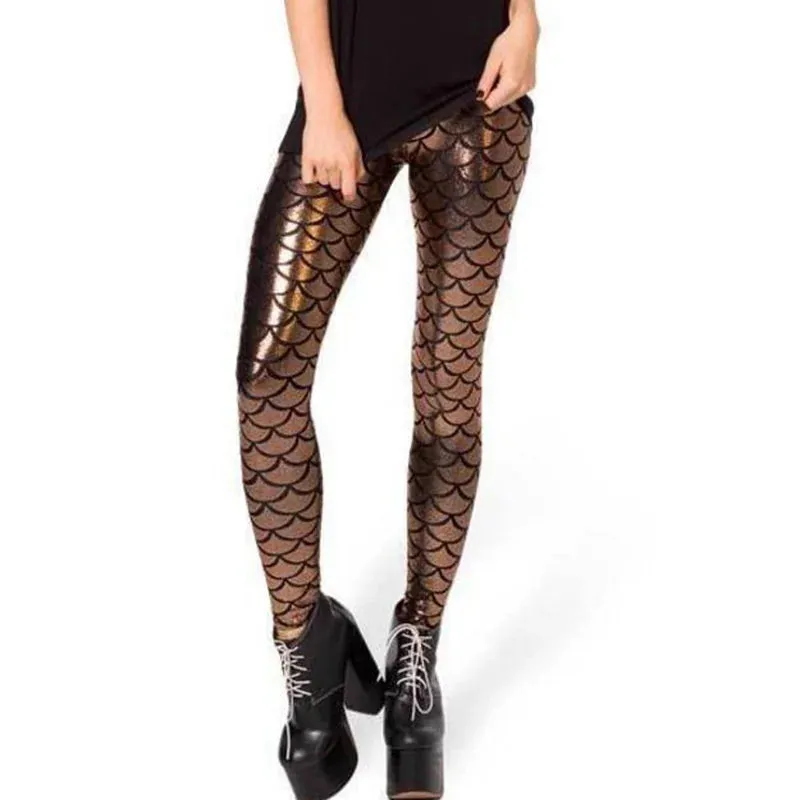 Women's Mermaid Leggings Fish Scale Print Push Up Stretch Shiny Leggings Streetwear Pants