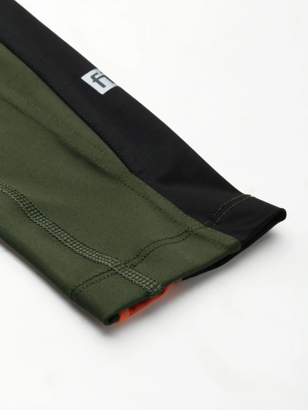 Women's Olive Green & Black Solid Rapid Dry Training Tights with Side Taping Detail