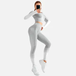 Women's Ombre Long Sleeve High Waisted Yoga Set