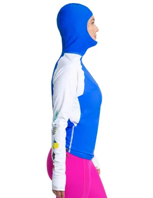 Women's Snorkel Hoodie Rash Guard - Hawaii Fish ID - Royal