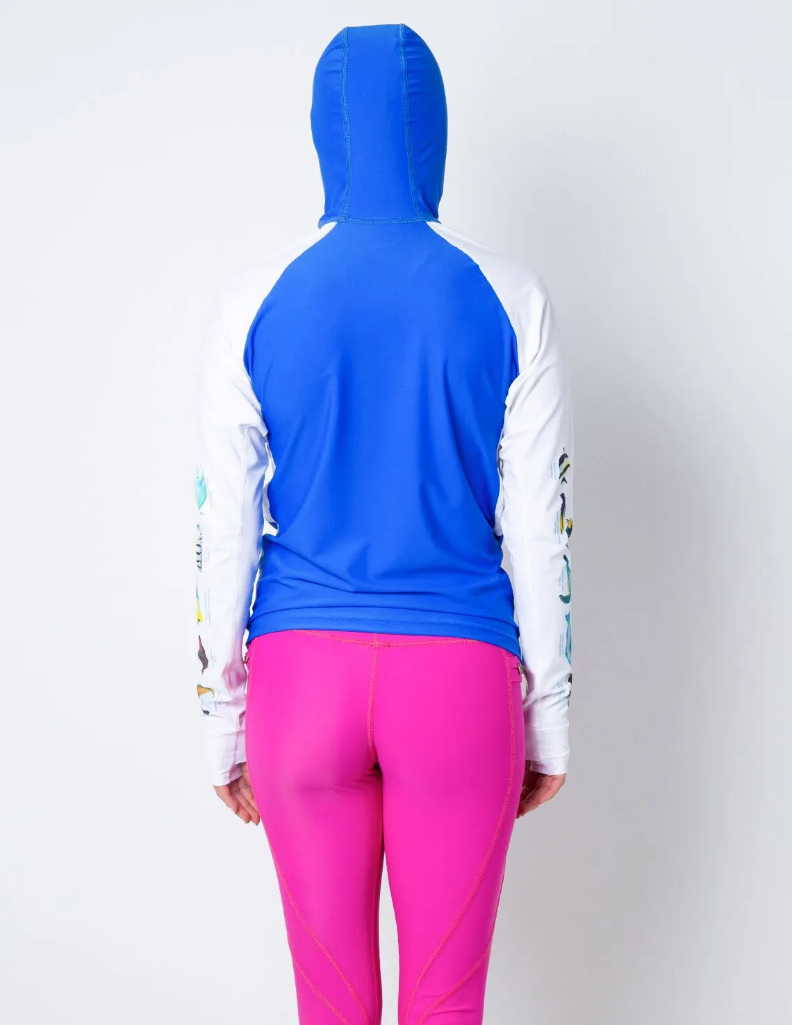 Women's Snorkel Hoodie Rash Guard - Hawaii Fish ID - Royal