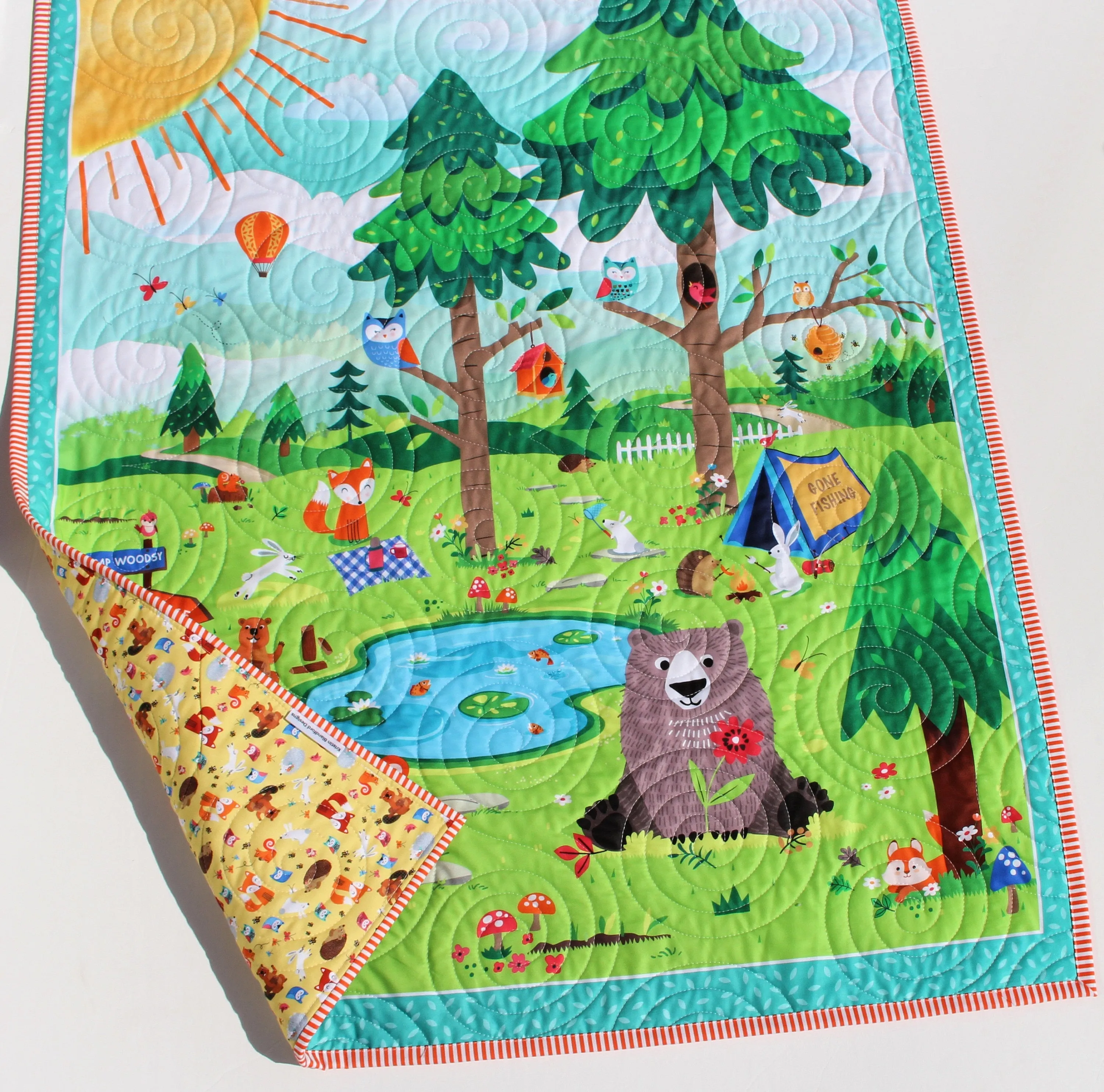 Woodland Quilt Kit, Forest Animals Panel, Camping Nursery Crib Sewing Blanket Bear Quilting DIY Project Simple Quick Easy Woods Outdoor