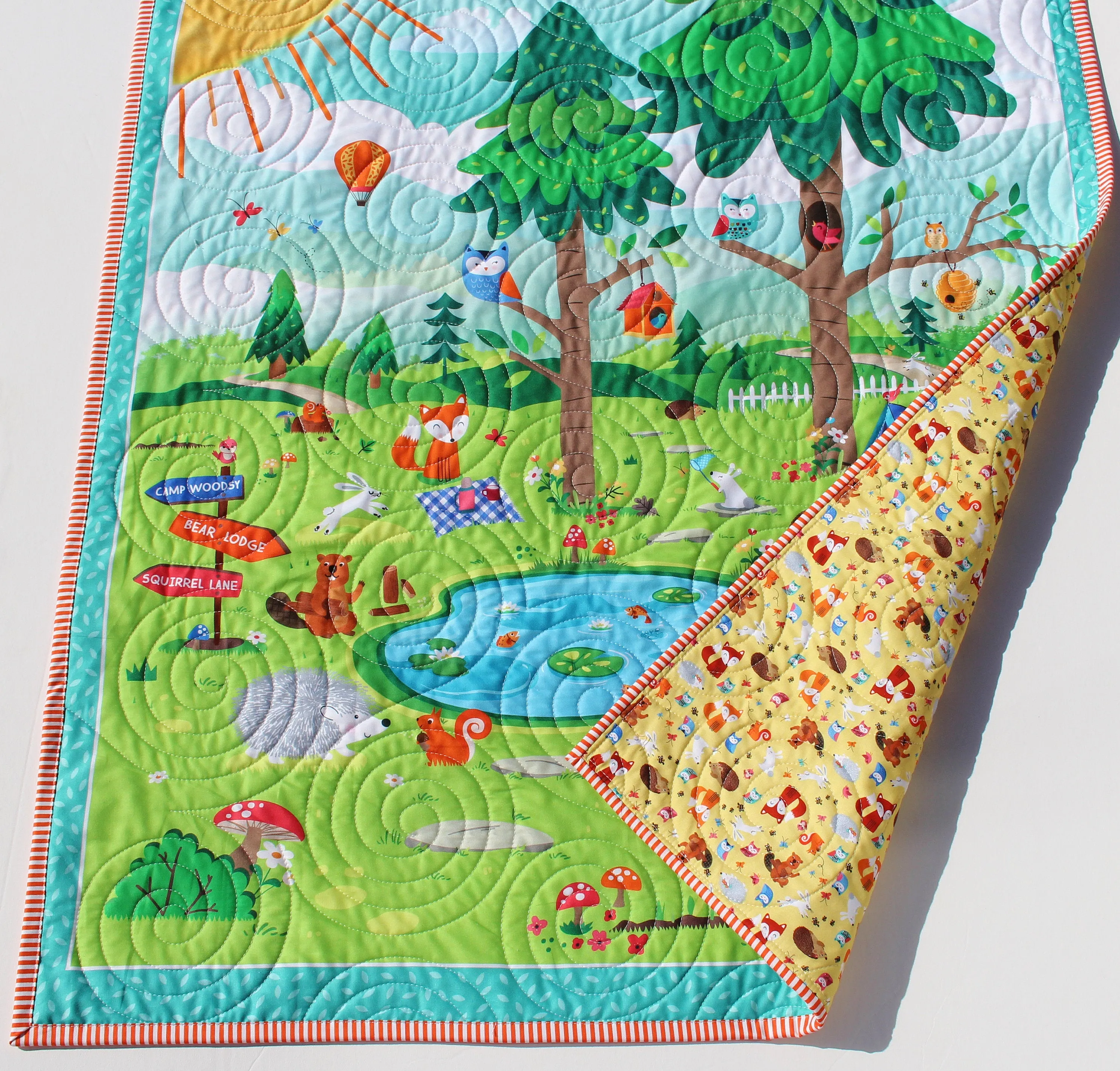 Woodland Quilt Kit, Forest Animals Panel, Camping Nursery Crib Sewing Blanket Bear Quilting DIY Project Simple Quick Easy Woods Outdoor