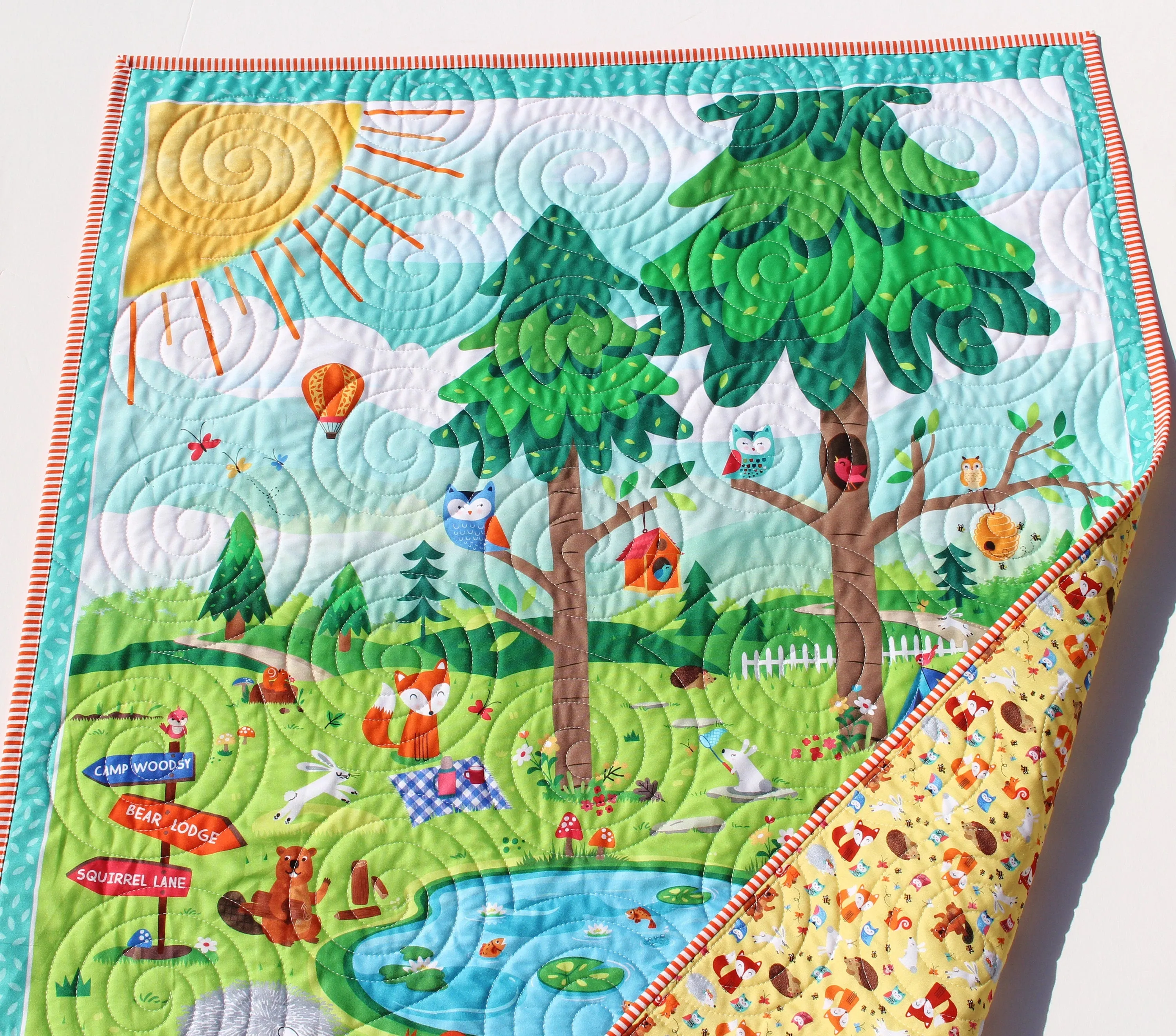 Woodland Quilt Kit, Forest Animals Panel, Camping Nursery Crib Sewing Blanket Bear Quilting DIY Project Simple Quick Easy Woods Outdoor