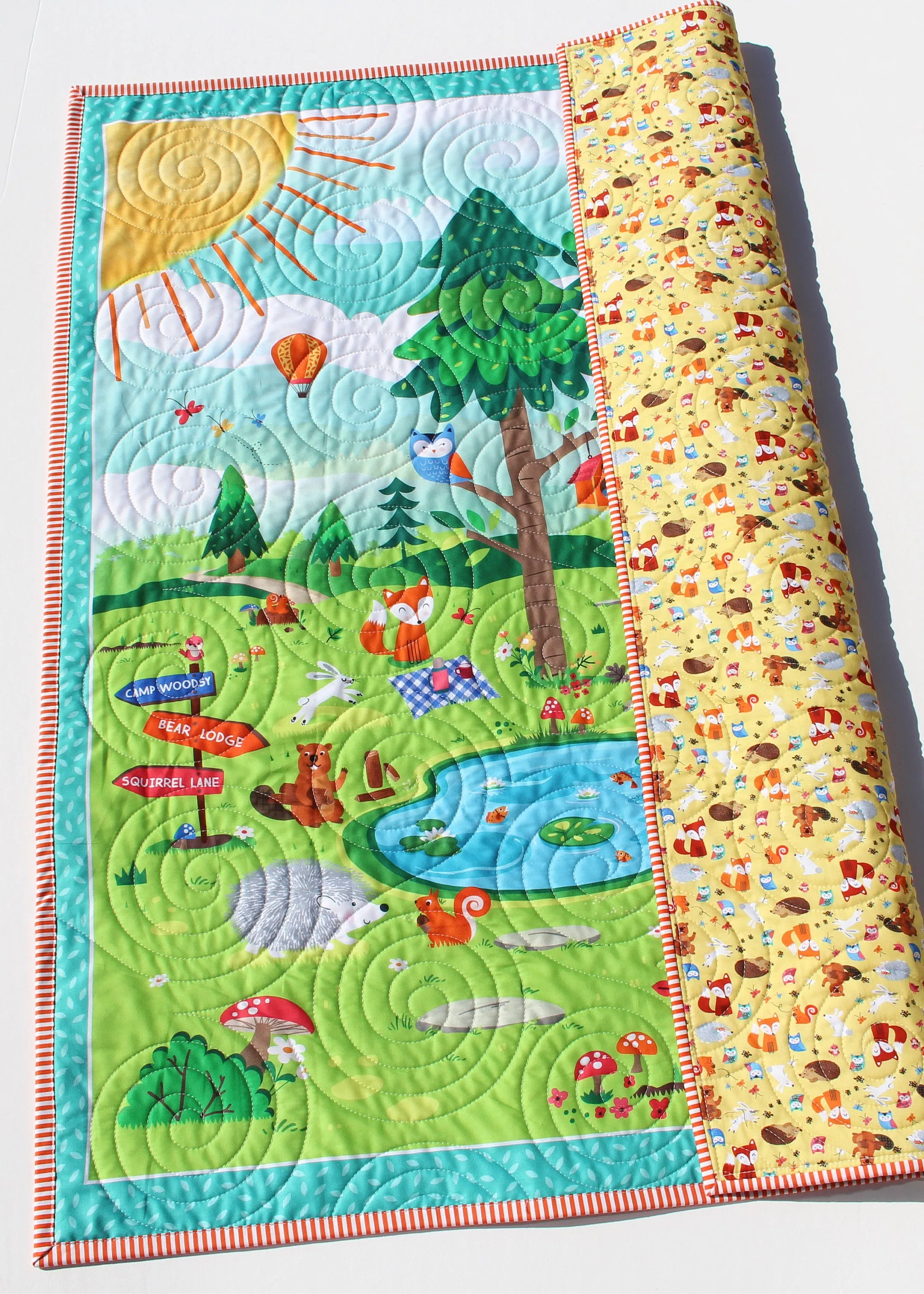 Woodland Quilt Kit, Forest Animals Panel, Camping Nursery Crib Sewing Blanket Bear Quilting DIY Project Simple Quick Easy Woods Outdoor