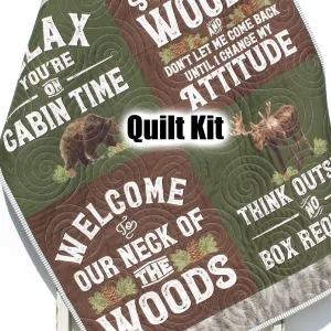 Woodland Quilt Kit, Forest Animals Panel, Nursery Crib Sewing Blanket, Elk Bear Quilting DIY Project Simple Quick Easy Woods Outdoor