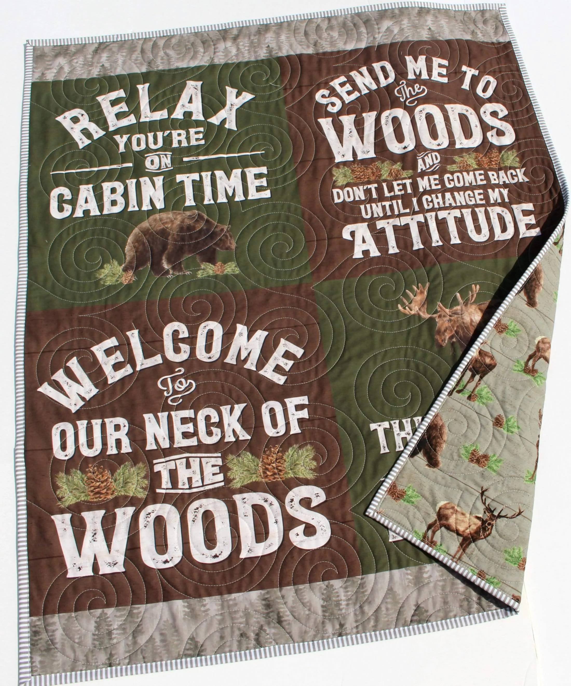 Woodland Quilt Kit, Forest Animals Panel, Nursery Crib Sewing Blanket, Elk Bear Quilting DIY Project Simple Quick Easy Woods Outdoor