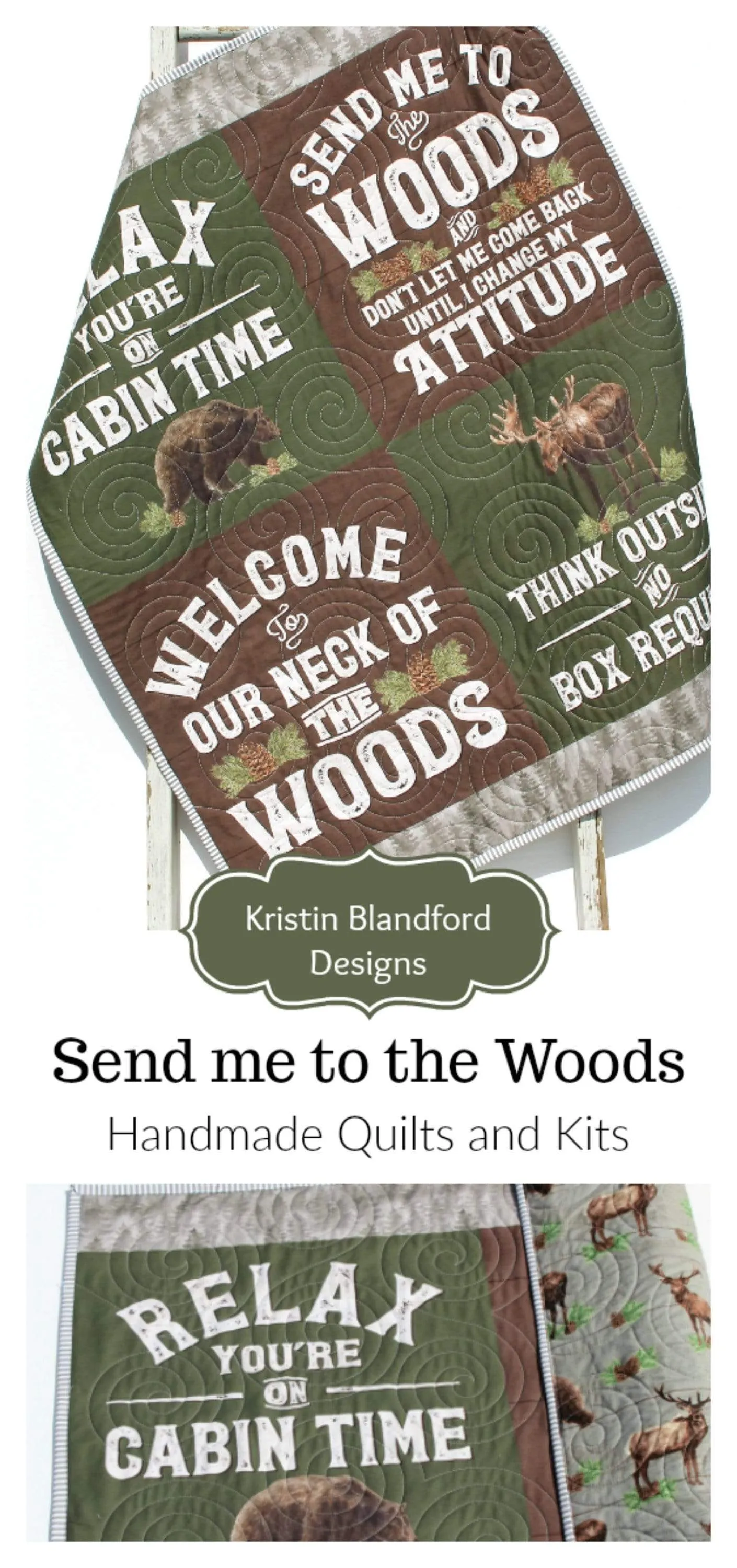 Woodland Quilt Kit, Forest Animals Panel, Nursery Crib Sewing Blanket, Elk Bear Quilting DIY Project Simple Quick Easy Woods Outdoor
