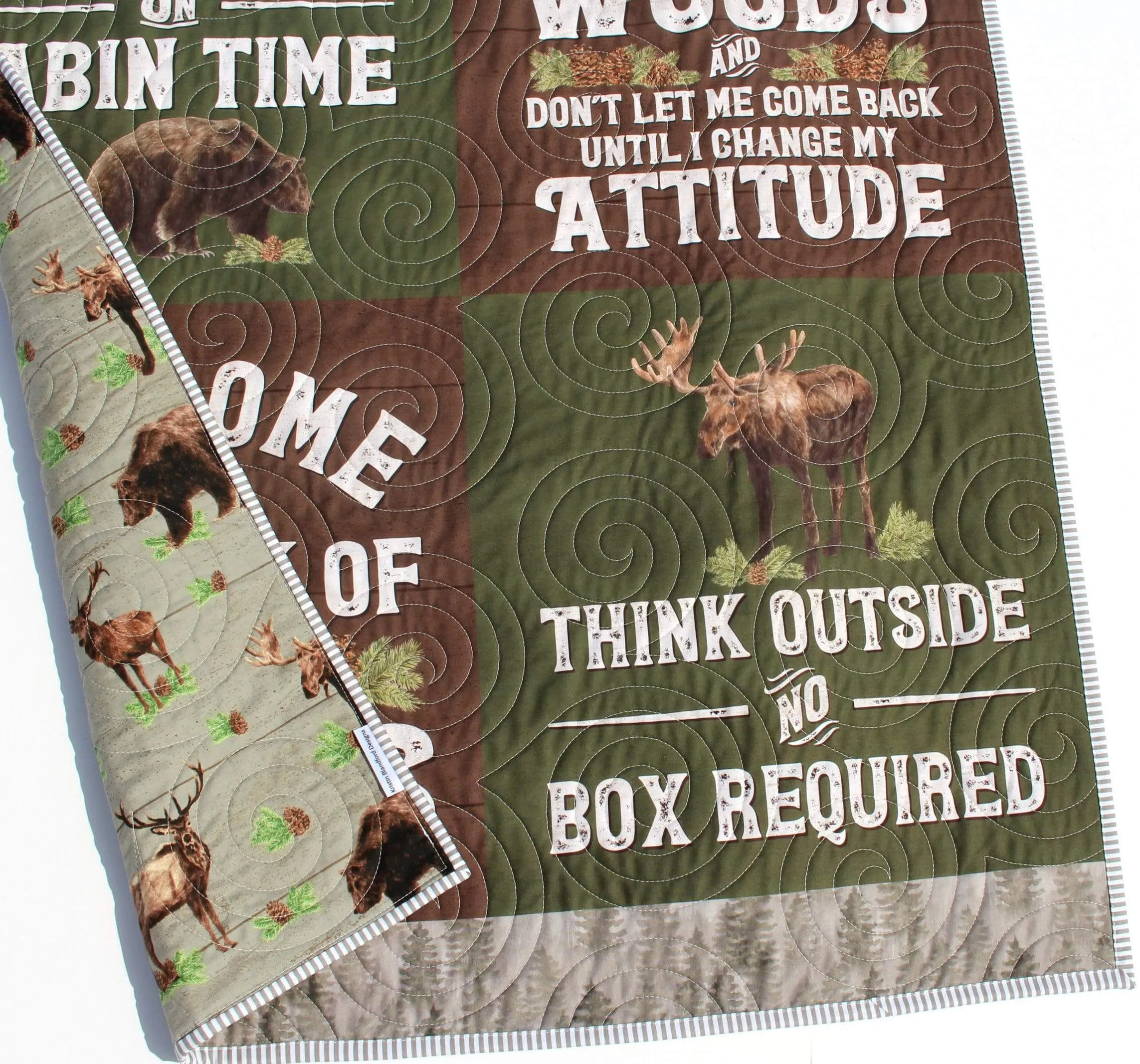 Woodland Quilt Kit, Forest Animals Panel, Nursery Crib Sewing Blanket, Elk Bear Quilting DIY Project Simple Quick Easy Woods Outdoor