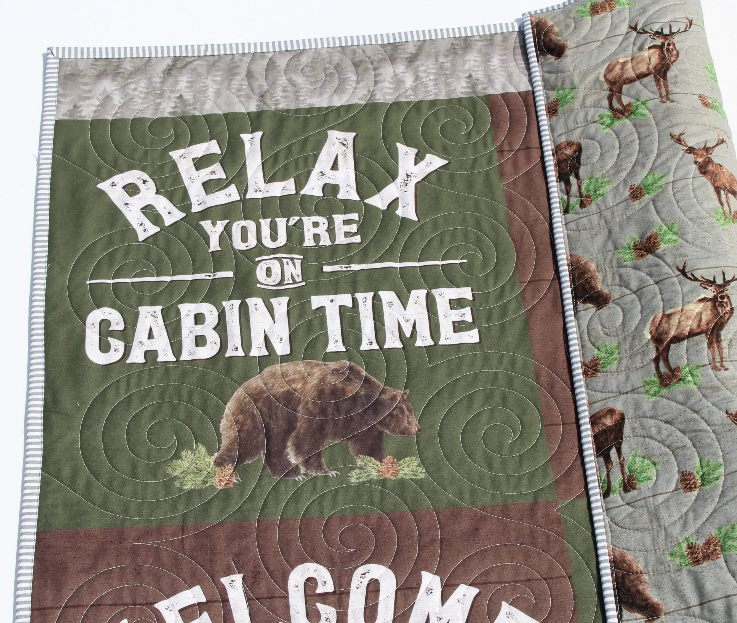 Woodland Quilt Kit, Forest Animals Panel, Nursery Crib Sewing Blanket, Elk Bear Quilting DIY Project Simple Quick Easy Woods Outdoor