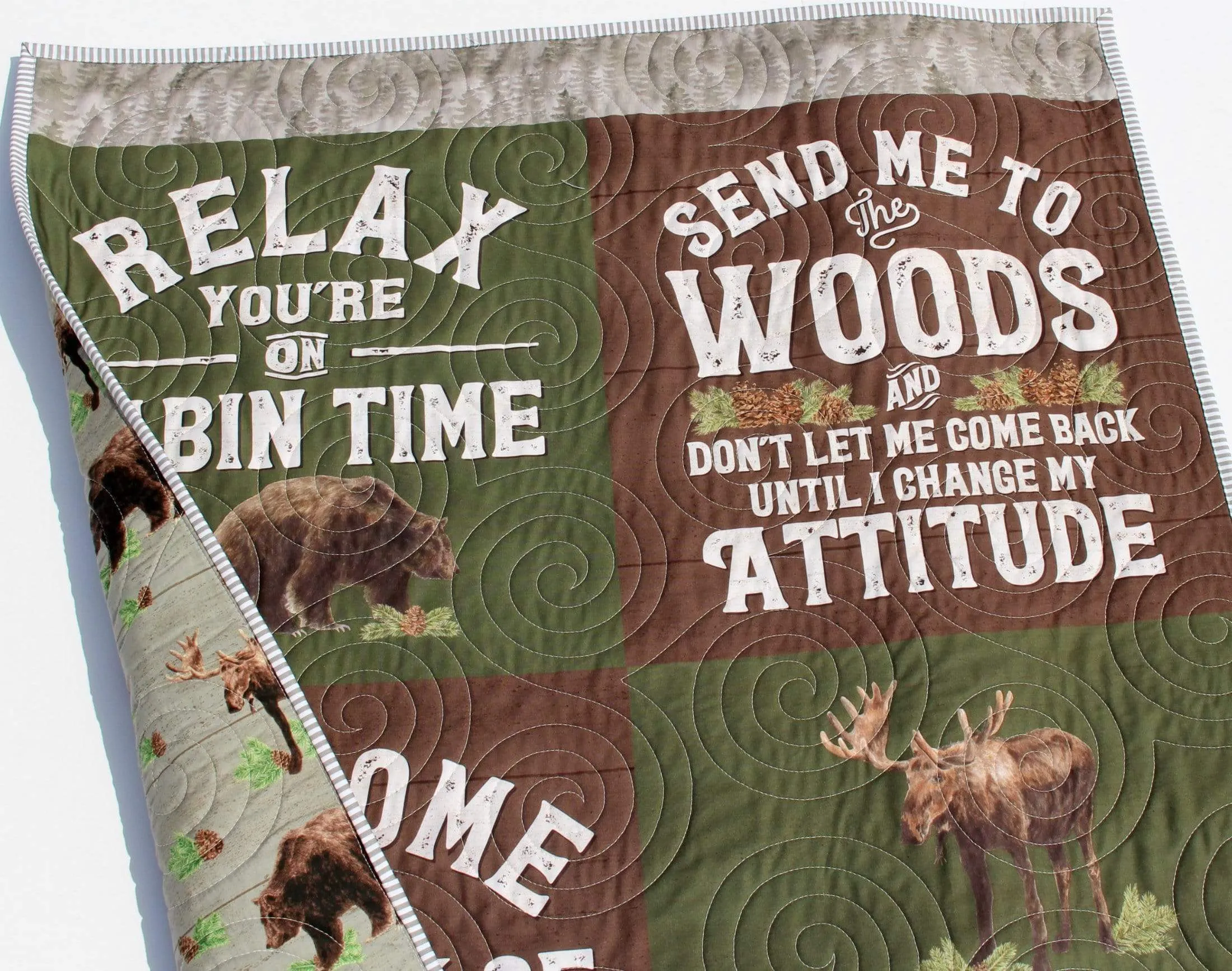 Woodland Quilt Kit, Forest Animals Panel, Nursery Crib Sewing Blanket, Elk Bear Quilting DIY Project Simple Quick Easy Woods Outdoor