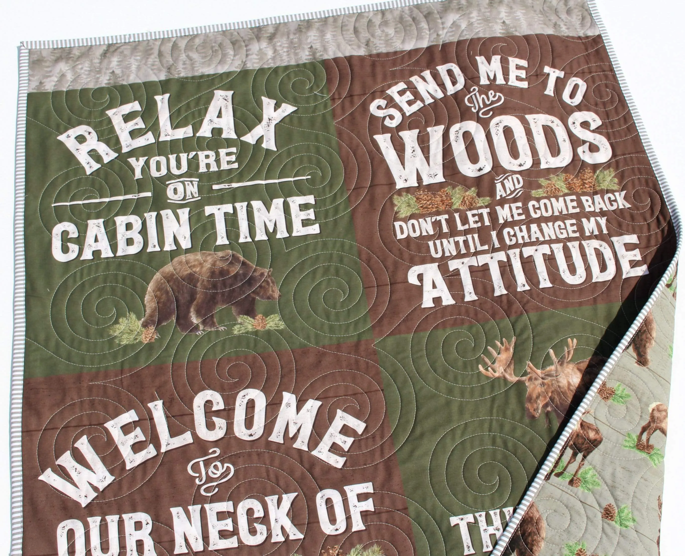 Woodland Quilt Kit, Forest Animals Panel, Nursery Crib Sewing Blanket, Elk Bear Quilting DIY Project Simple Quick Easy Woods Outdoor