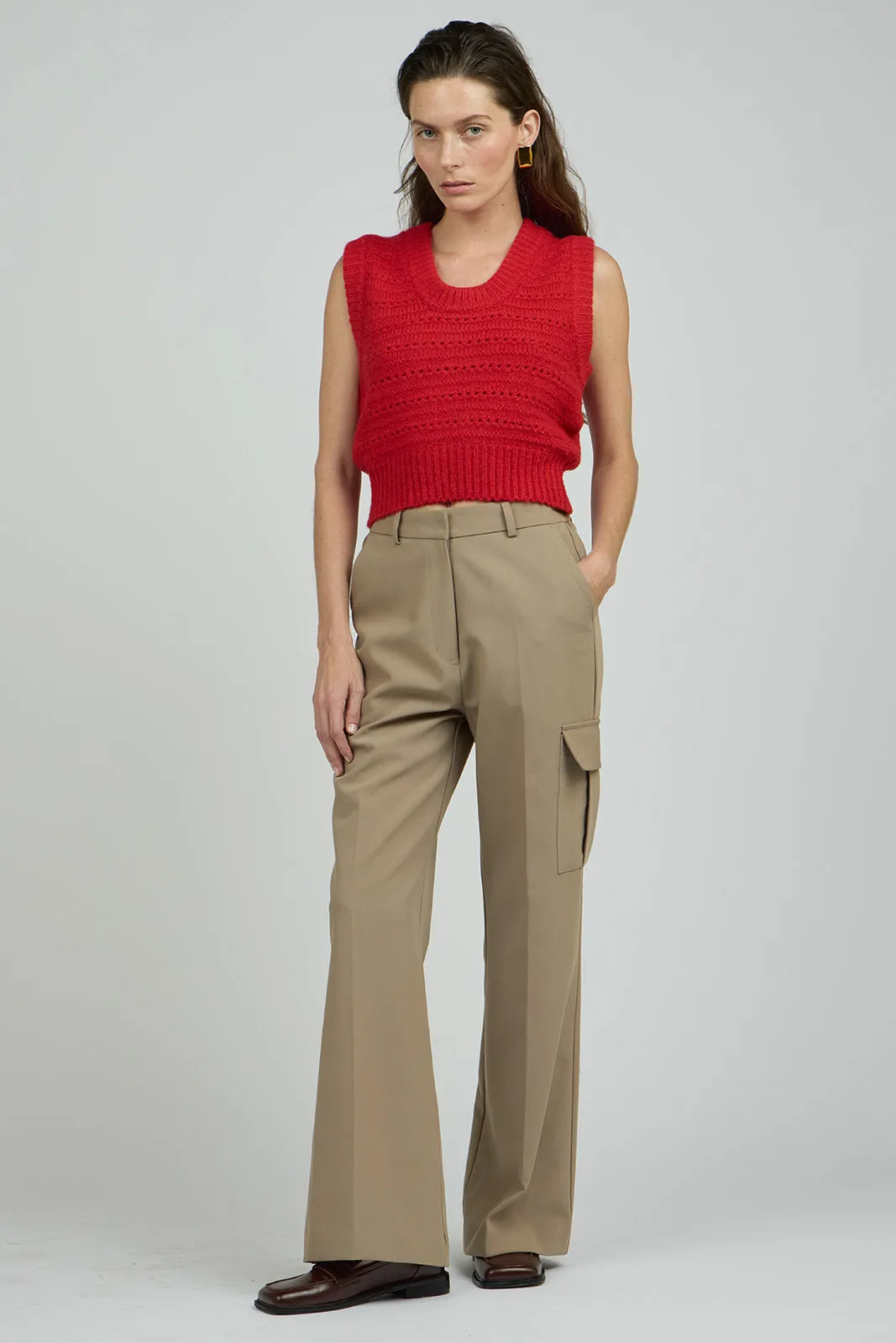 Wool Sweater Vest in Cherry
