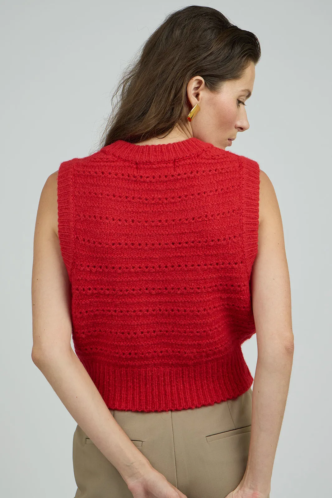 Wool Sweater Vest in Cherry