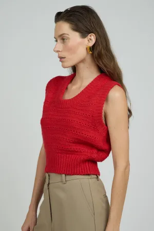 Wool Sweater Vest in Cherry