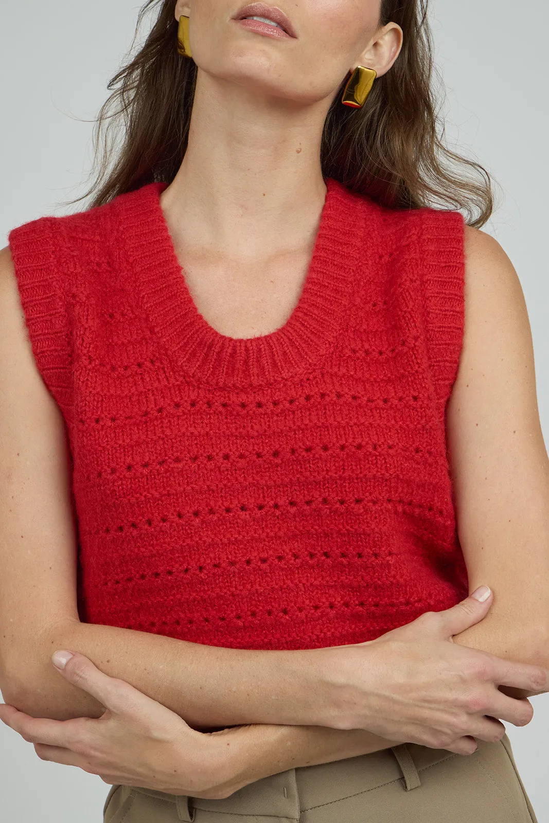 Wool Sweater Vest in Cherry