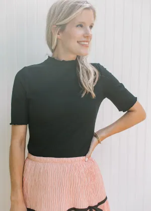 XZ Black Ruffle Edge Top